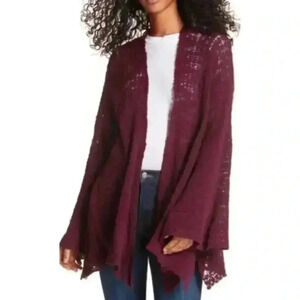 Women's wine colored crochet sweater by Free People size L